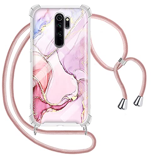 Fundas Para Xiaomi Redmi Note 8 Pro Tawarror Funda con Cuerda para Xiaomi Redmi Note 8 Pro, Glitter Carcasa Mármol Brillante Ultrafina Rígida PC con Correa...