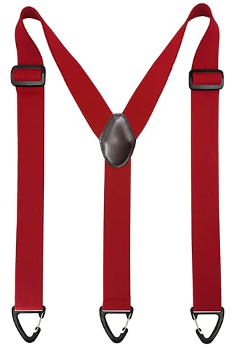 ZEAIFROOG Red Suspenders for Men or Women at Christmas or Thanksgiving Day.Heavy Duty suspenders for firefighter costume
