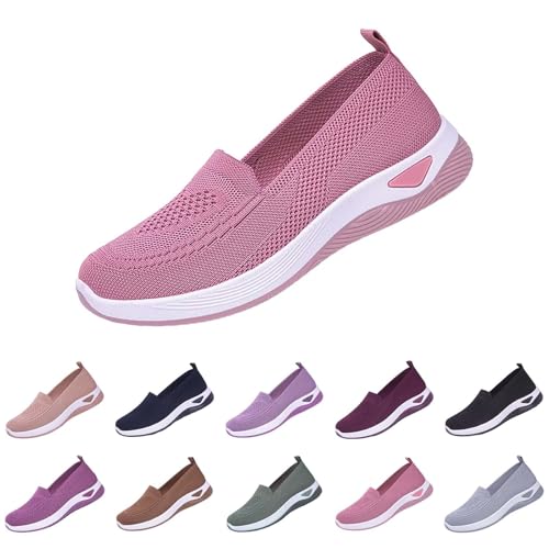 Damskor, eleganta och bekväma ortopediska promenadskor, damer, lätta sneakers, lätta slip-skor utan skosnören, sportskor, halkfria löparskor, ergonomiska träningsskor, träningsskor, ROSA, 39 EU