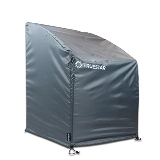 TRUESTAR Trädgårdstapelbart stolskydd | Oxford + PU-beläggning | regntät vindtät anti-UV | uteplats skydd för stapelbara stolar utomhus möbelskydd (85 x 65 x 114 cm, grå)