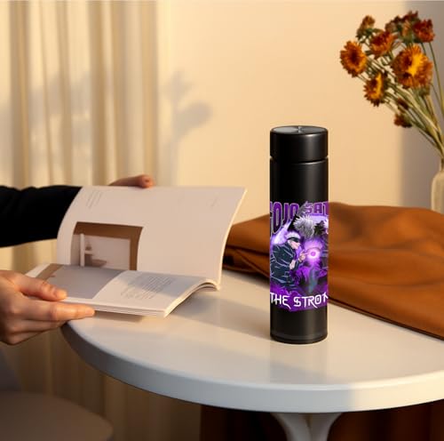 Image of Black Printed Stainless Steel Water Bottle 500ml |Theme Design | Thermos Flask for Hot & Cold Drinks | Leak Proof, Durable, Reusable Bottle for Office, School, Travel (Gojo The Strongest Design)