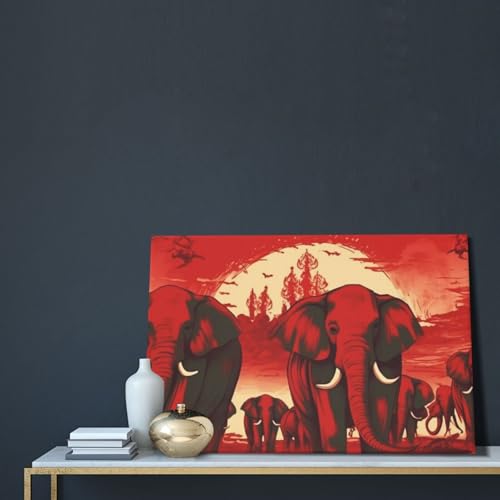 Impression HD d'éléphants rouges sur toile premium LPSRTWE salon