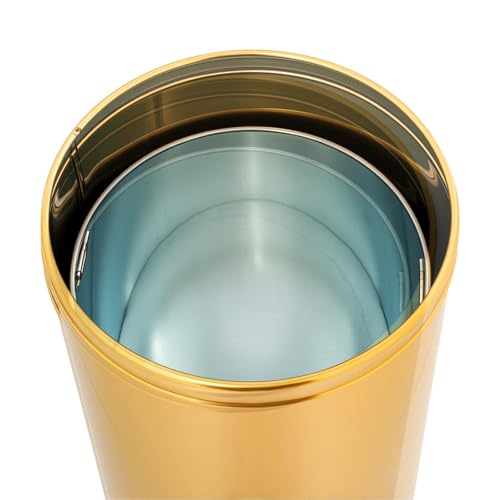 Uphilltool 15.48 Gallon Commercial Trash Can, Gold Open Top Outdoor Indoor Waste Container Stainless Steel Large Garbage Enclosure with Lid, 15 x 30.7 inch
