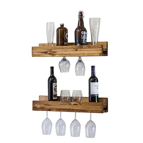 MS Wood Furniture Solid Wood Sheesham Wood Wine Glass Wall Rack for