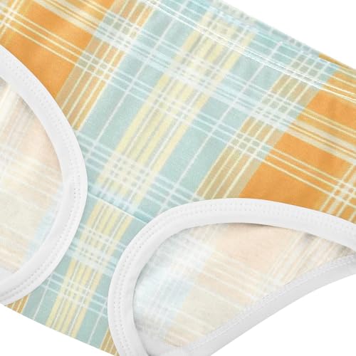 Yellow Blue Plaid Girls' Underwear Soft Touch Toddler Cotton Underwear for Baby Girls in Sizes 2T,3T, 4T, 5T, 6Y and 8Y4