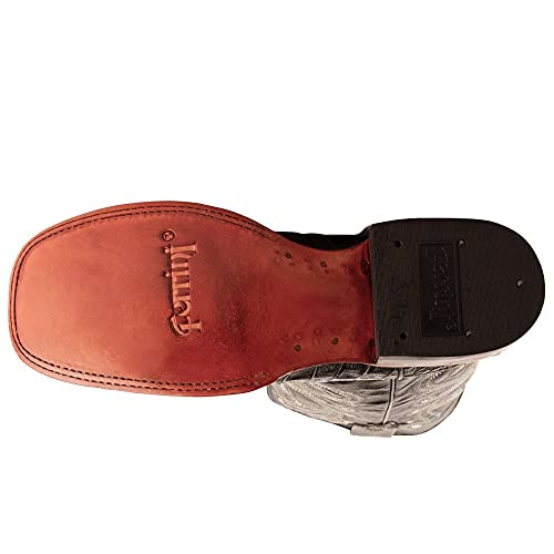 Image of Ferrini Italia Mens Stampede Crocodile Square Toe Pull On Casual Boots Mid Calf - Black
