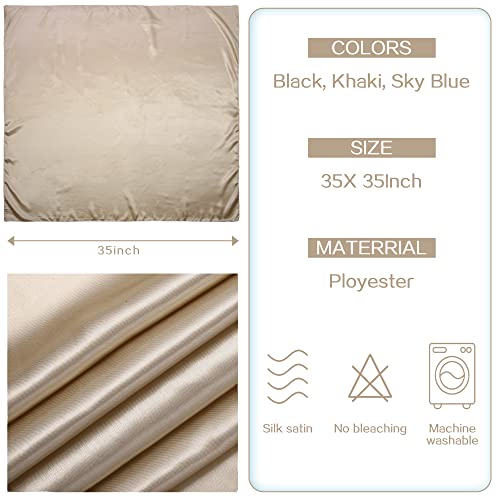 Doobo 3 Pcs 35 Inches Silk Scarf Silk Bandana Silk Head Scarf Satin Head Scarf Hair Scarf Silk Hair Wrap Neck Scarf Square Scarf For Women Girls(White,Black,Khaki) #TOP2