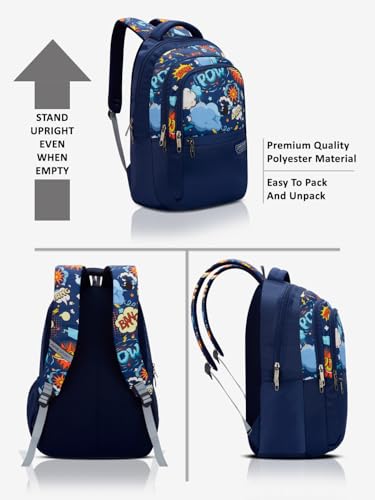 Image of Lavie Sport Boom 30L Navy Backpack |Organizer & Bottle Holder |Gift for Men, Women, Boys, Girls | Laptop Sleeve for School & College
