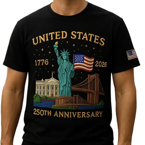 U.S. 250th Anniversary Edition T-Shirt,United States 250 Years American Flag Statue of Liberty T-Shirt for Men Women