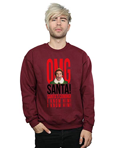 Image of Absolute Cult Elf Men's OMG Santa I Know Him Sweatshirt Burgundy Medium