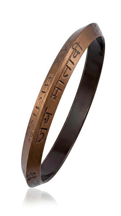 Copper Plated Jai Mata Di/जय माता दी Engraved With Trishul Kada for Men and Women Religious Bracelet For Unisex-image-24