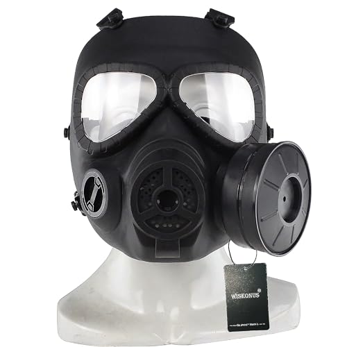 WISEONUS Mascara Táctico Paintball Máscara de Gas antiniebla simulada Equipo de protección de Airsoft CS Juego Cosplay Halloween con Ventilador