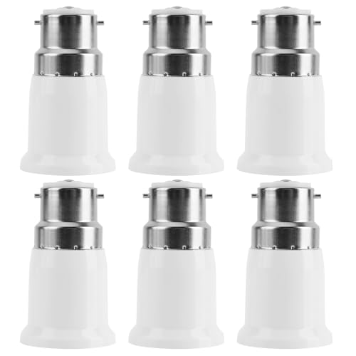 6er Pack Adapter B22 auf E27, B22 auf E27 Lampensockel Adapter, Hitzebeständiger Sockeladapter für LED-, Halogen-, CFL- und Glühlampen