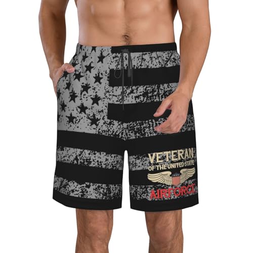Veteran of The United States Us Air Force Men's Swim Trunks Quick Dry Beach Shorts with Pockets Mesh Lining