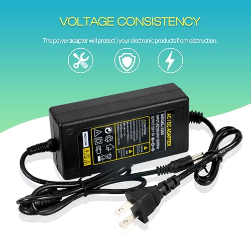 Image of 12V 5A 60W Power Supply Adapter for LED Strip, CCTV & Electronics | AC 100-240V to DC 12V Adapter with 5.5x2.1mm & 5.5x2.5mm Plugs for LED Strips, Cameras, 3D Printers & Routers