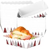 Funnymoom 48 Pcs Christmas Tree Paper Food Trays for Xmas Party Decoration Red Christmas Food Boat Nacho Trays Disposable Snack Holder for Winter Holiday Xmas Party Supplies
