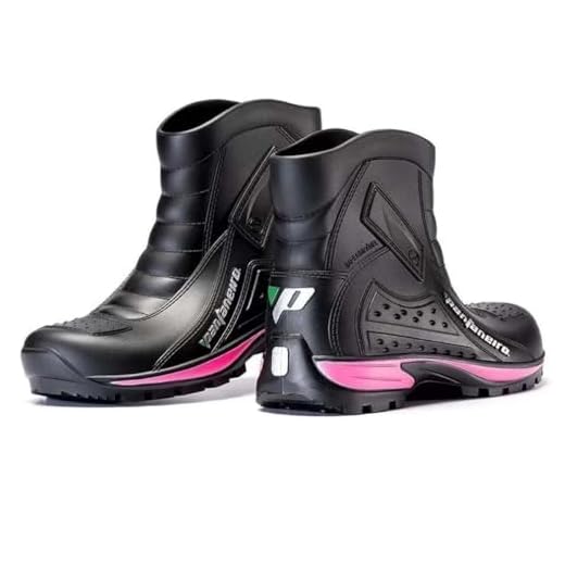 Bota De Pvc Cano Curto Feminina Impermeável Preta Com Rosa Pantaneiro Borracha Motociclista Moto (39/40)