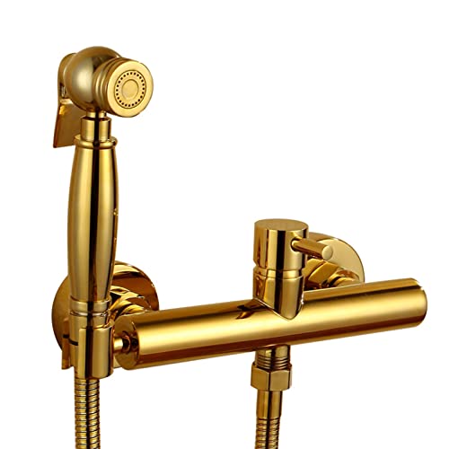 Pulverizador de bidé de agua fría y caliente acabado dorado para WC moderno