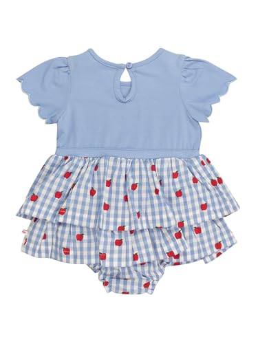 RuffleButts Baby Girls Mixed Media Short Sleeve Skirted Romper2