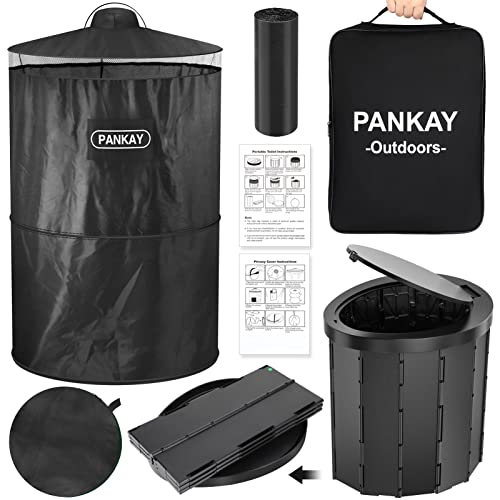 PANKAY Portable Toilet with Pop Up Privacy Tent, 2 in 1 Camping Toilet