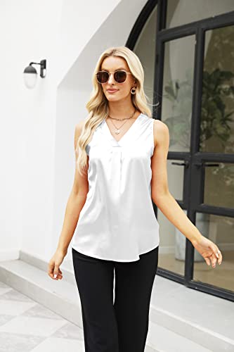 Women's Silk Satin Blouse, Summer Sleeveless Tank Tops, V Neck Camisole Work Shirts for Women3