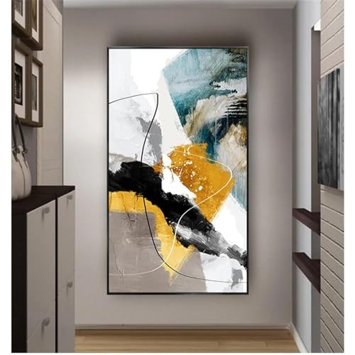 Peinture à l'huile abstraite moderne jaune pour insuffler de la joie dans votre salon