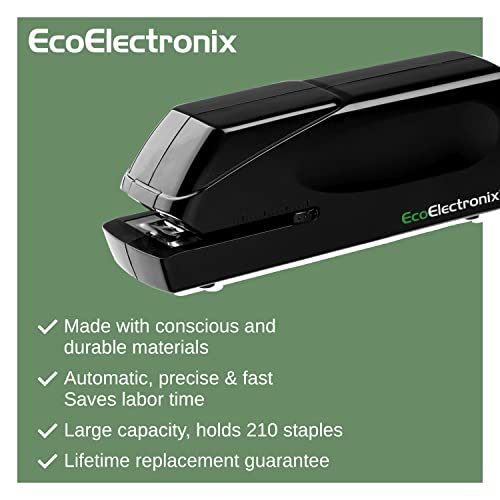 Ecoelectronix Electric Stapler - Portable Automatic Stapler 30 Sheet Capacity - Quiet, Jam-Free, And Easy Reload - Ac Or Battery Powered For Professional Home Office Use - Black #TOP6