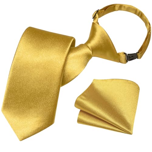 Image of Barry.Wang Boys Ties Pre-Tied Satin Solid Color Kids Tie Pocket Square Set Adjustable Formal Necktie Graduation School