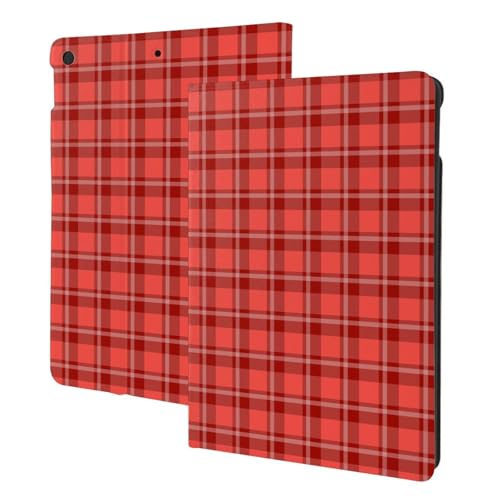 Housse tablette iPad 10.2 rouge écossais et étui de protection folio antichoc