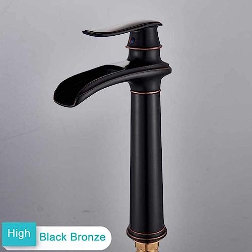 Mitigeur cascade bronze noir élevé en laiton pour vasque design - 3