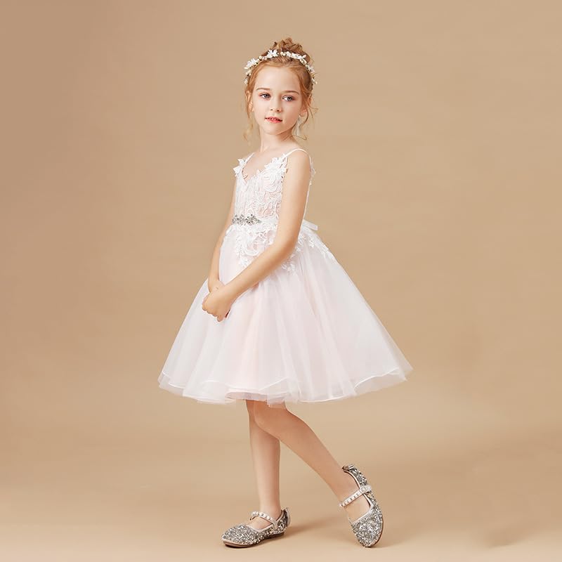 Lace Spaghetti Strap Wedding Flower Girl Dress 2024 Summer Formal Evening Short Pageant Party Dresses4
