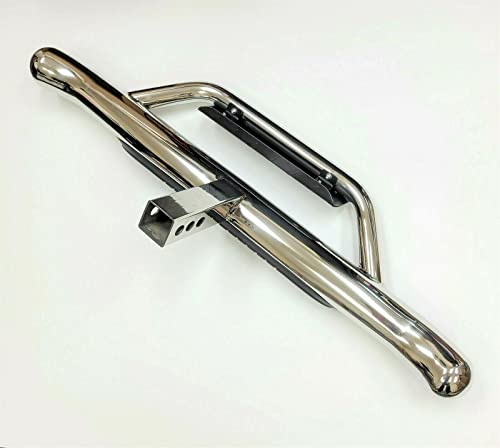 Sshlight Chrome Rear Bumper Guard Universal Truck Trailer 36" Length X 6.5" Overall Heigh Heavy Duty Steel Towing Hitch Step Bar Drop Step 2" Receiver Round End #TOP5