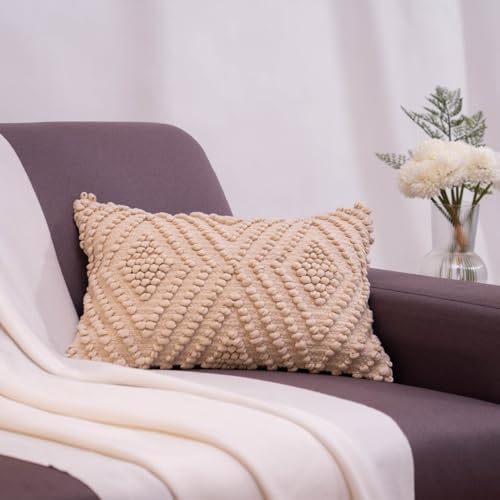 Image of haus & kinder Embroidered Cushion Cover 12x18 Inch Set of 1, Cotton Decorative Throw Pillow Cover for Sofa, Couch & Living Room, Soft Breathable Rectangle Cushion Case for Home Decor