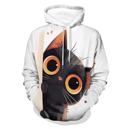 Chat noir de dessin animé sweat à capuche noir taille S unisexe