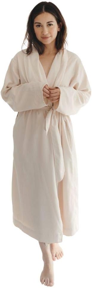 Telegraph Hill - Double Layer Twill Robe | Soft Microfiber Spa Bathrobe (Large, Natural)