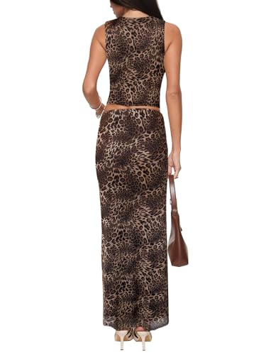 Image of Women Floral Mesh Summer Dresses Set Sleeveless Bodycon Maxi Casual Dress for Wedding, Party, and Evening Events