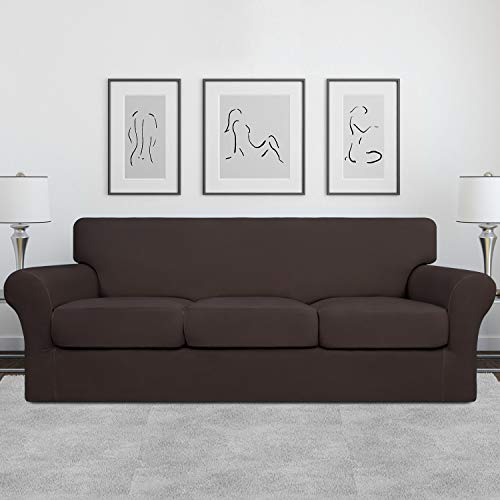 Image of Easy-Going 4 Pieces Stretch Sofa Cover for 3 Cushion Couch Washable