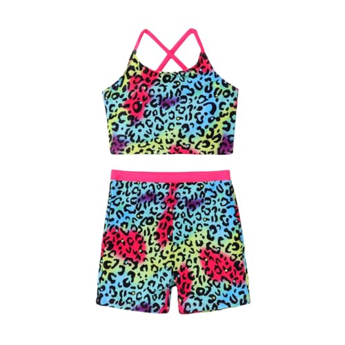 PATPAT Girls Swimsuit with Swim Shorts, 2 Piece Tankini Set Bathing Suits, Athletic Swimwear Beachwear 2-14 Years