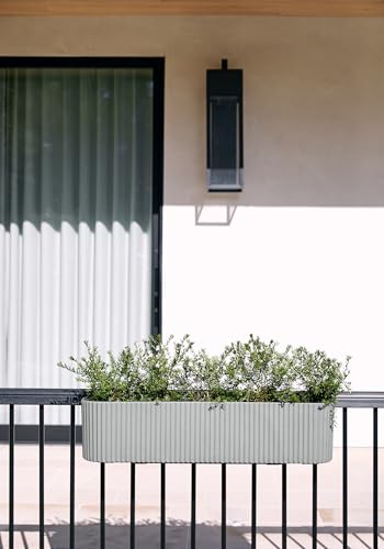 Image of Veradek Demi Series Railing Planter - Round Window Box with Bracket