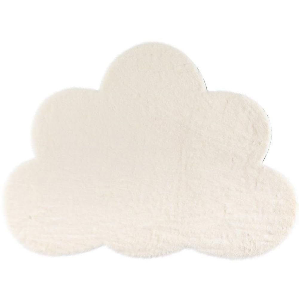 BAKAJI Tappeto a Forma di Nuvola per Interno in Tessuto Poliestere Effetto Peluche, Tappetino Dimensioni 120 x 85 x 2 cm, Colore Bianco, Ideale per Decorare Casa, Cameretta, Bagno, Soggiorno