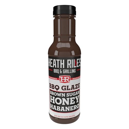 Heath Riles BBQ Brown Sugar Honey Habanero BBQ Glaze – Sweet & Spicy Rib Glaze, Honey Barbecue Sauce for Ribs, Pork, or Ham – 80+ BBQ Championships, 12 oz