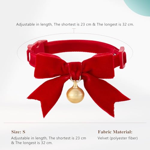 Collar de Navidad para gatos con cascabel ajustable y pajarita para perros 6