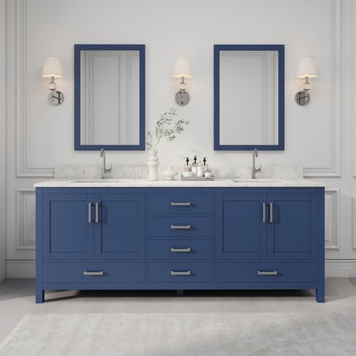 SJ STAR&JANE 84 Inch Freestanding Double Sink Bathroom Vanity in