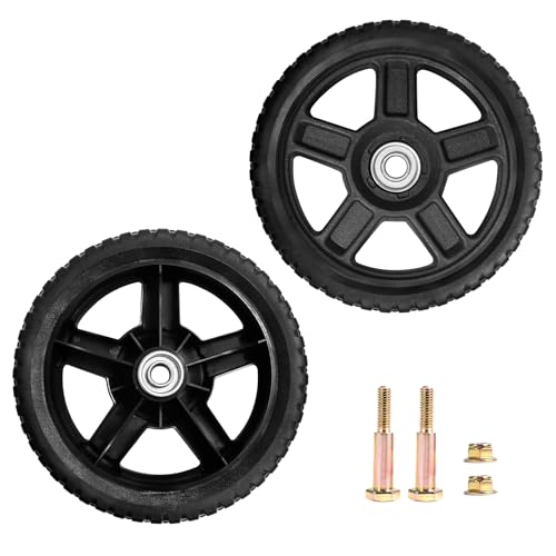SENZHAO 7 Inch Lawnmower Wheel with Bolts Gaskets, Lock Nuts Kit Fit for Most Push Lawn Mowers/Generator/Garden Tiller/Hand Truck, 2 Pack