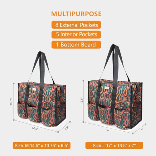 Image of TOPDesign Utility Water Resistant Tote Bag with 13 Pockets, Top Zipper Closure & Thick Bottom Support, for Working Women