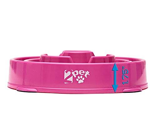 Slow Feed Dog Bowl Slowly Bowly By 2Pet. Fun Interactive Dog Dish For Fast Eaters. Prevent Bloating. Fun To Use Dog Bowl. Cat Feeder Friendly. [Skid Protection Upgraded] #TOP3