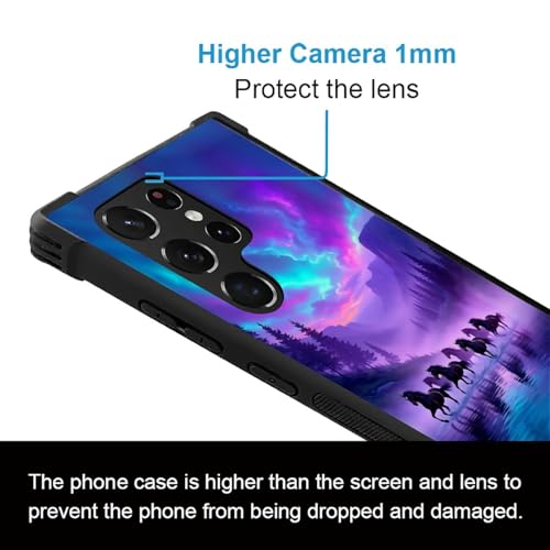 Coque Samsung S23 Ultra antichoc violette motif cheval sauvage et forêt