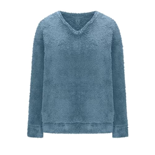 Vhersily Pulls molletonnés Femmes Pull Poilu Pulls Encolure dégagée Manches Longues Élégant Sans Capuche Doux Polaire Tops Mode Élégant Manteaux Coupe...
