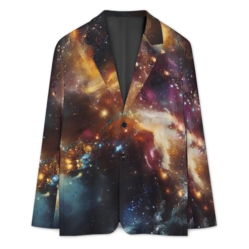 Constellation Galaxy Men's Classic Fit Suit Two Button Novelty Printed Casual Stylish Blazer3