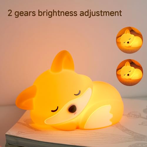 Image of Led Cute Fox Night Light, 2 Levels Dimmable Timer Nursery Nightlight for Kids, Rechargeable Touch Bedside Lamp, Used for Camping Party Room Decor(Fox)